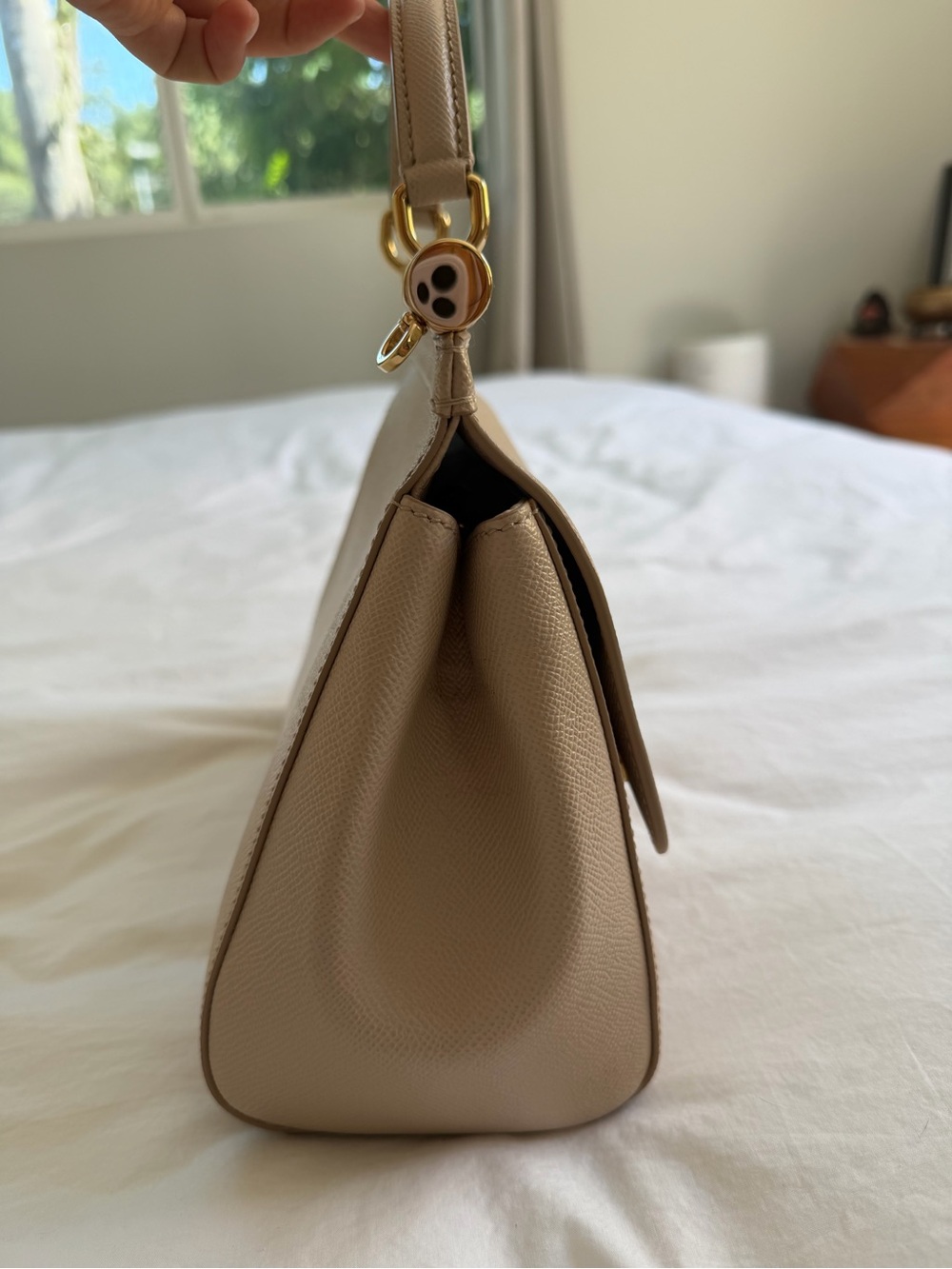 Dolce & Gabbana Taupe Leather Top-Handle Bag with Gold Hardware - Picture 2 of 7